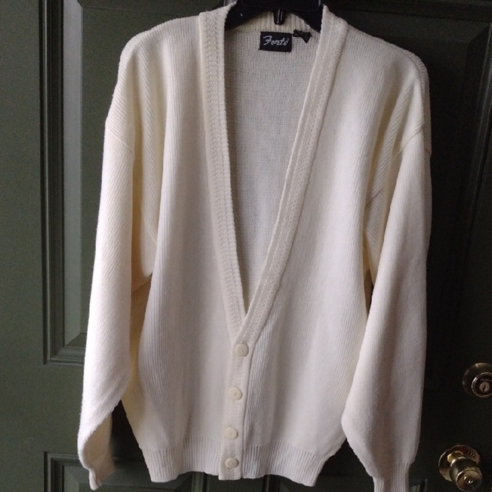 Forte Cream Cardigan Sweater Timeless Knit